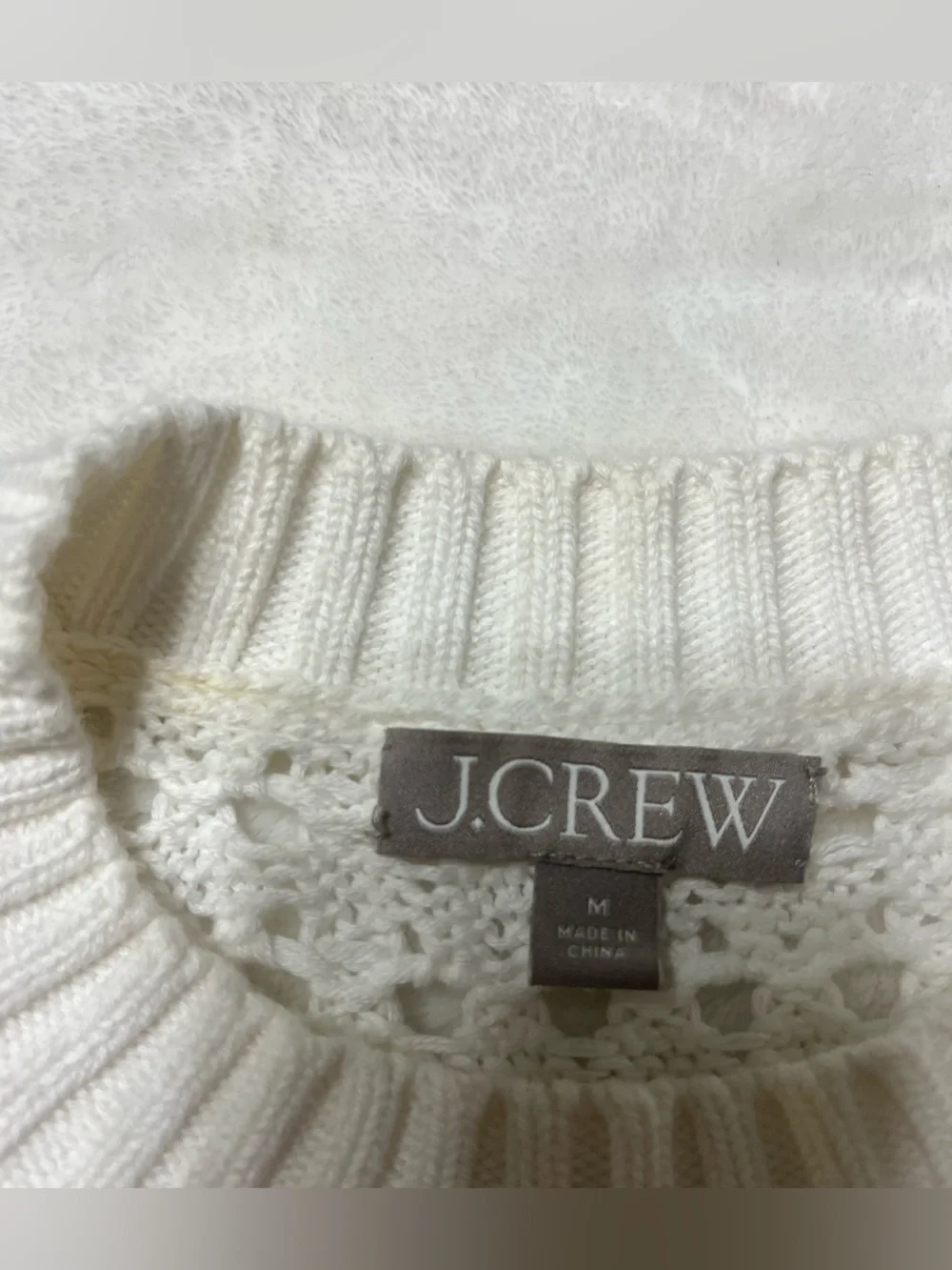 J. Crew White Textured Crewneck Sweater